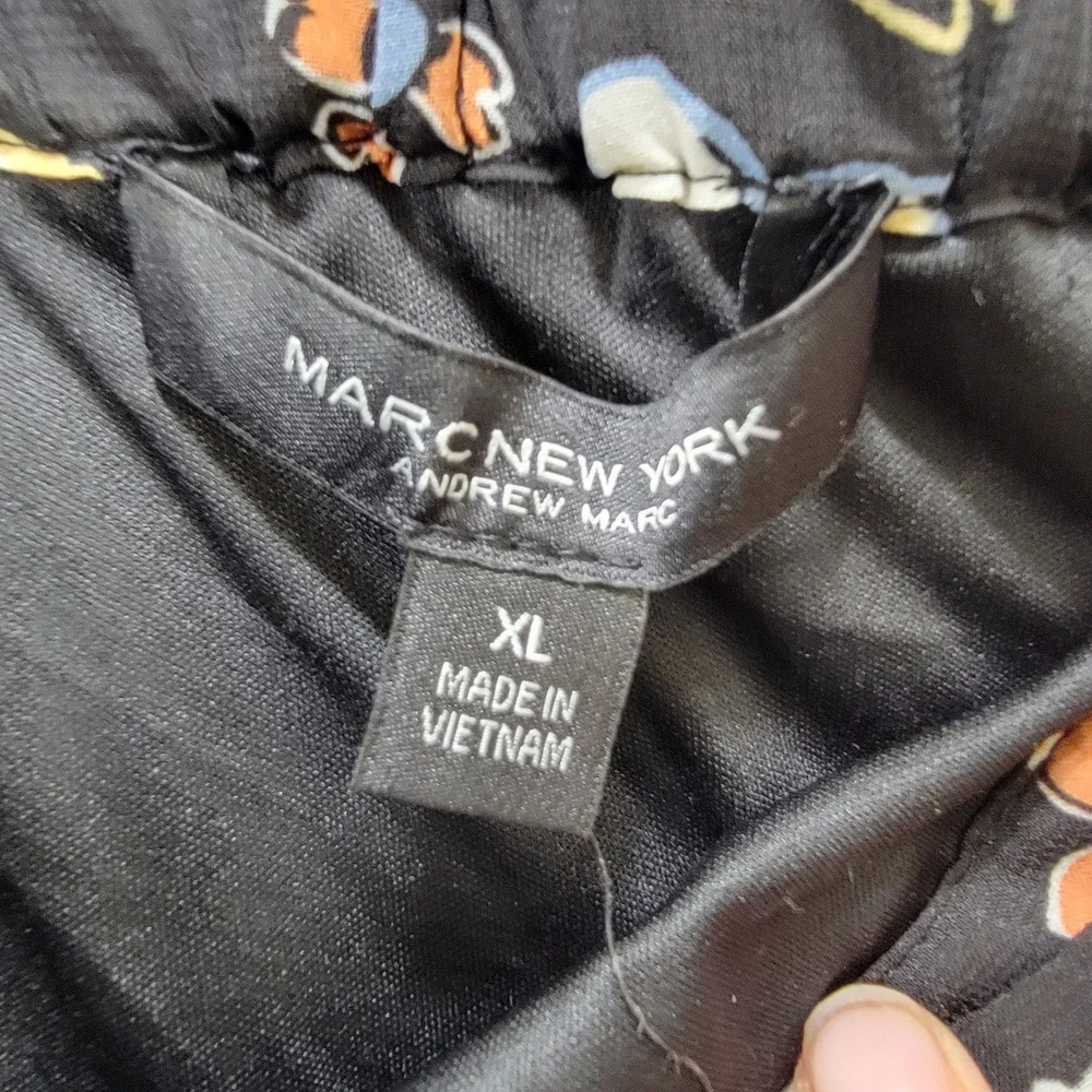 NEW Marc New York Andrew Marc Black Floral Ruffle Midi Skirt XL‎ Style M5MST283